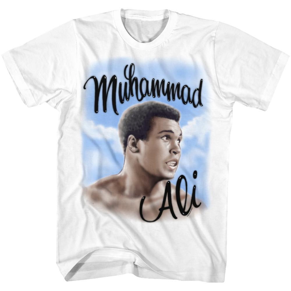 Muhammad Ali Airbrush White Adult T Shirt